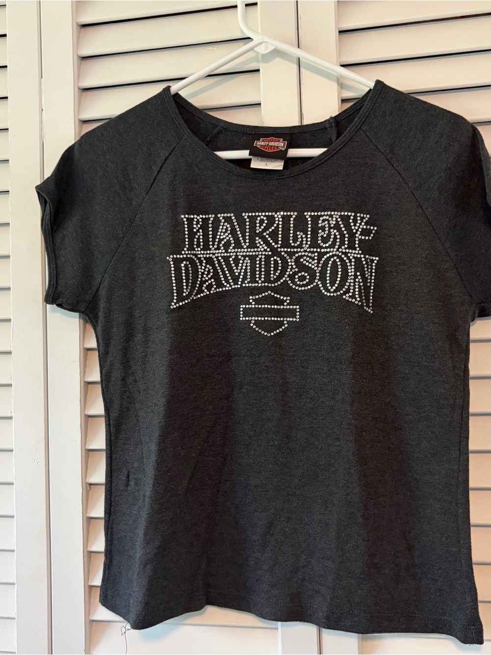 Harley-Davidson Woman’s Charcoal Rhinestone Logo Tee